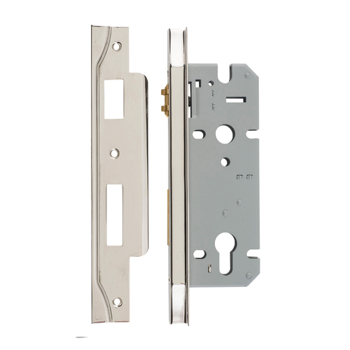 Iver Rebated Euro Roller Mortice Lock 45mm Polished Nickel 6096