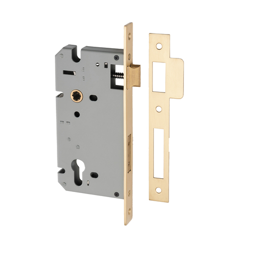 Iver Euro Mortice Lock 85mm CTC 60mm Backset Brushed Brass 6107