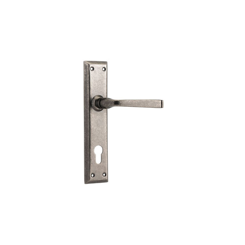 Out of Stock: ETA Early June - Tradco Menton Lever on Long Backplate Euro 85mm Rumbled Nickel 6354E85