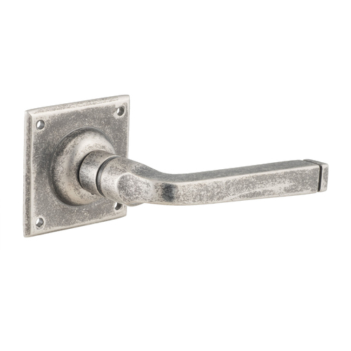 Out of Stock: ETA End April - Tradco Menton Lever on Square Rose Rumbled Nickel 60mm 6356