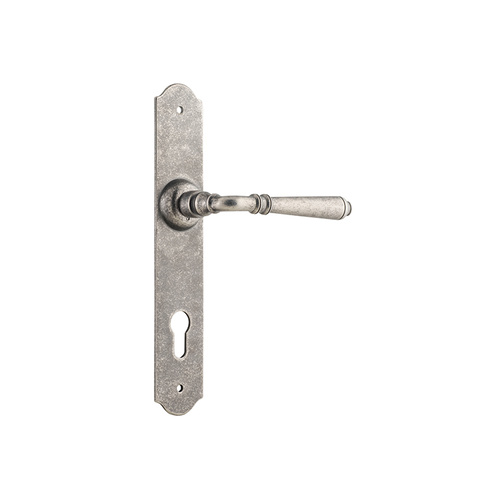 Tradco Reims Lever on Long Backplate Euro 85mm Rumbled Nickel 6357E85