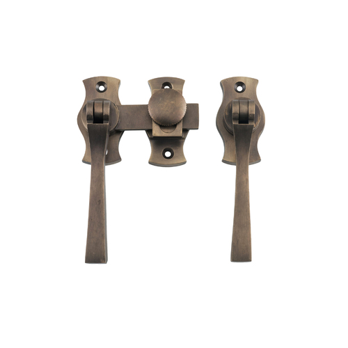 Restocking Soon: ETA Mid June - Tradco Square French Door Fastener Antique Brass 6461