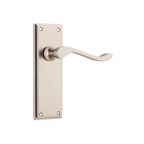Tradco Camden Lever Handle on Rectangular Backplate Privacy Satin Nickel 6555P