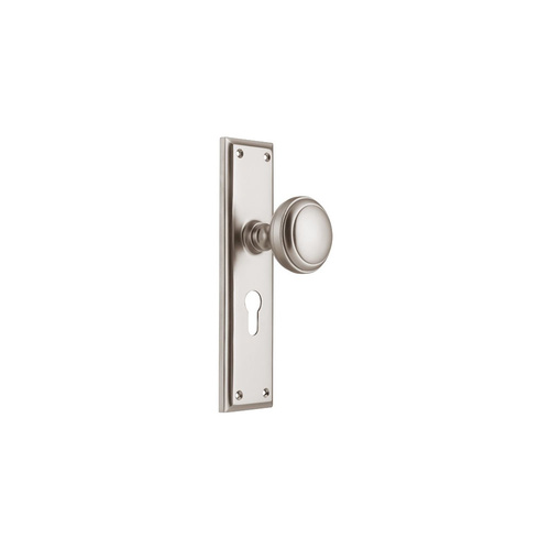 Tradco Milton Knob on Long Backplate Euro Satin Nickel 6566E