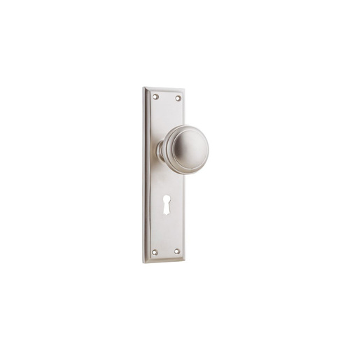 Tradco Milton Knob on Long Backplate Lock Satin Nickel 6567