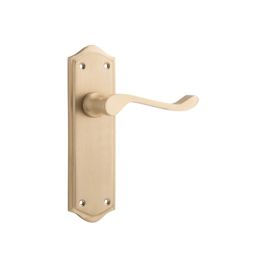 Restocking Soon: ETA End May - Tradco Henley Door Lever Handle on Shouldered Backplate Passage Satin Brass 6633