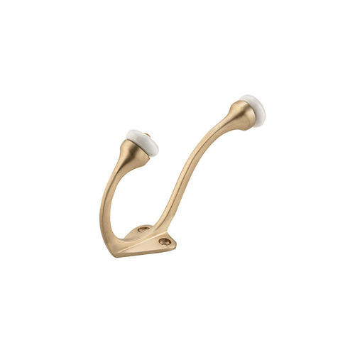 Tradco Hat & Coat Hook Porcelain Tip 115mm Satin Brass 6705