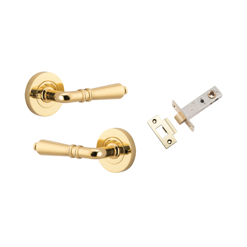 Iver Sarlat Door Lever Handle on Round Rose Inbuilt Privacy Polished Brass 9200KIBPRIV60