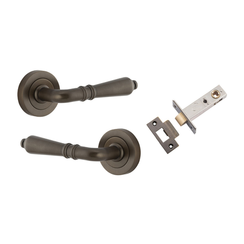 Iver Sarlat Door Lever Handle on Round Rose Passage Kit Signature Brass 9201KPASS60