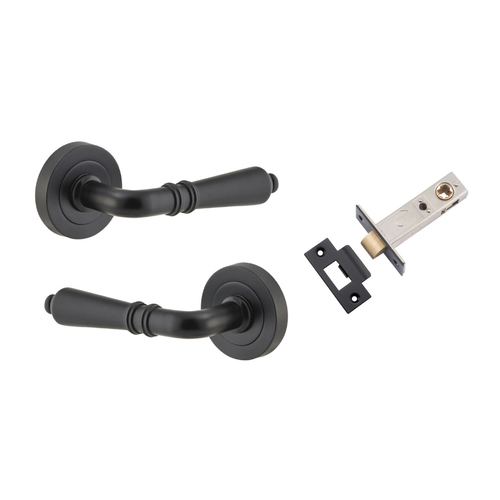 Iver Sarlat Door Lever Handle on Round Rose Passage Kit Matt Black 9203KPASS60