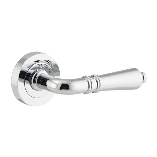 Iver Sarlat Door Lever Handle on Round Rose Chrome Plated 9204