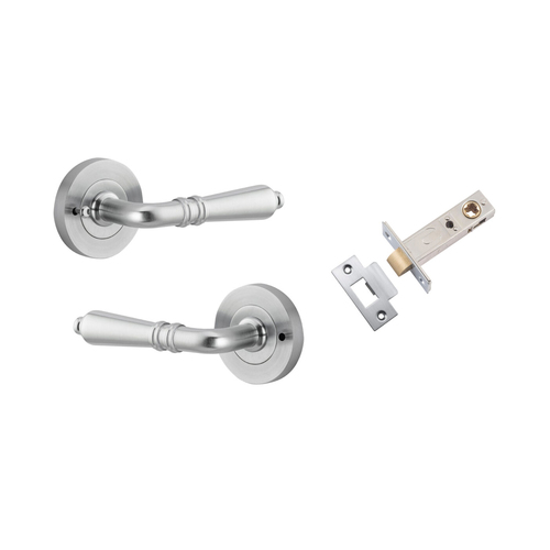 Iver Sarlat Door Lever Handle on Round Rose Inbuilt Privacy Brushed Chrome 9205KIBPRIV60