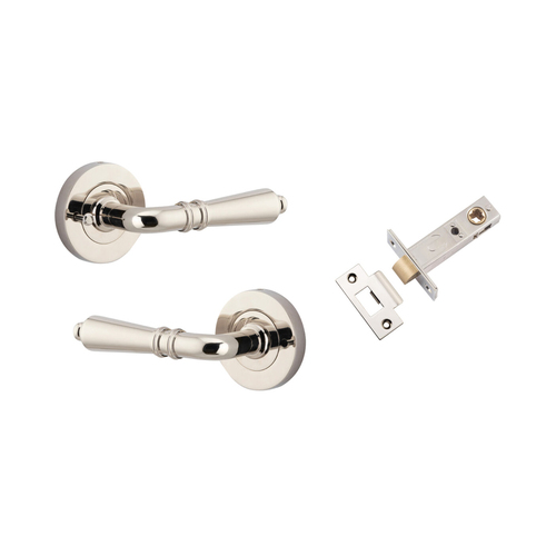 Iver Sarlat Door Lever Handle on Round Rose Inbuilt Privacy Polished Nickel 9208KIBPRIV60