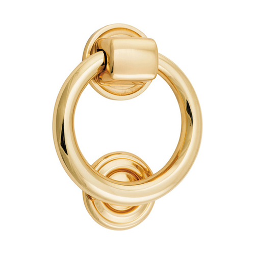 Iver Ring Door Knocker Rear Fix 100mm Polished Brass 9320