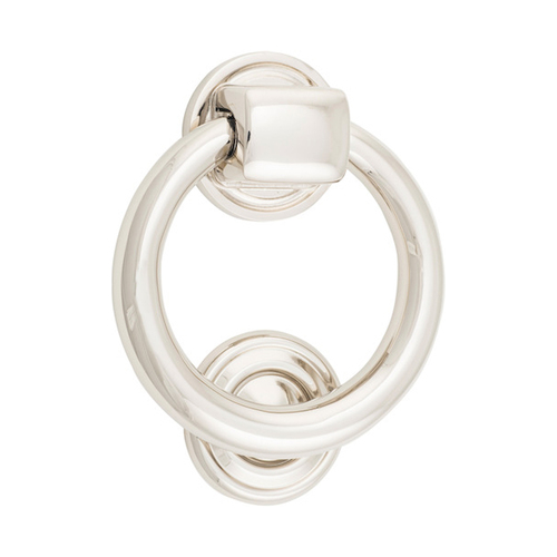 Restocking Soon: ETA Mid July - Iver Ring Door Knocker Rear Fix 100mm Polished Nickel 9328