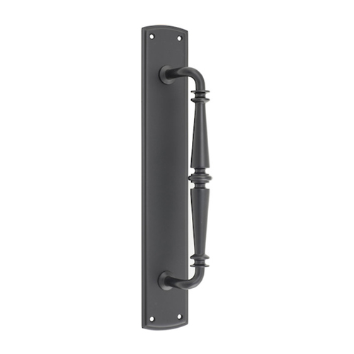 Out of Stock: ETA End May - Iver Sarlat Door Pull Handle on Backplate 380mmx65mm Matt Black 9343