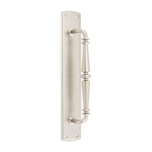 Iver Sarlat Door Pull Handle on Backplate 380mm Satin Nickel 9349