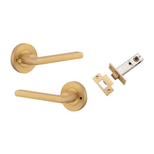 Iver Baltimore Door Lever Handle on Round Rose Inbuilt Privacy Brushed Brass 9365KIBPRIV60