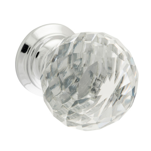 Tradco Clear Diamond Cut Glass Cupboard Knob - Available in Various Sizes