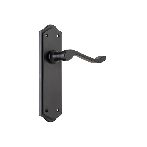 Tradco Henley Door Lever Handle on Shouldered Backplate Passage Matt Black 9614