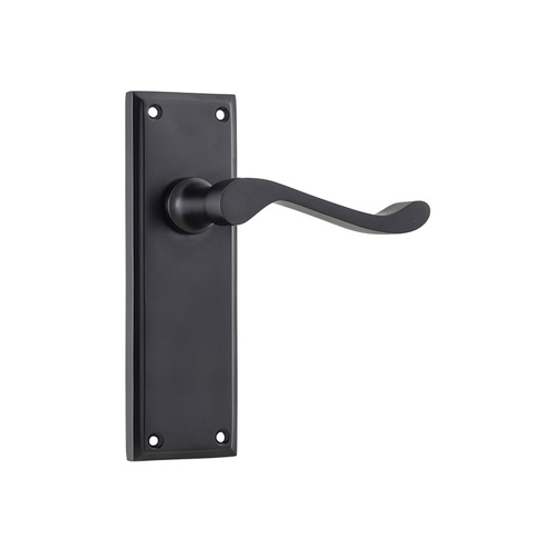 Tradco Camden Lever on Rectangular Backplate Passage Matt Black 9618