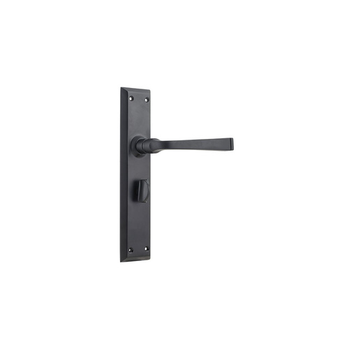 Tradco Menton Door Lever Handle on Long Backplate Privacy Matt Black 9626P
