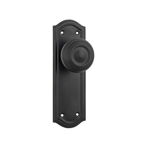 Tradco Kensington Door Knob on Backplate Passage Matt Black 9632