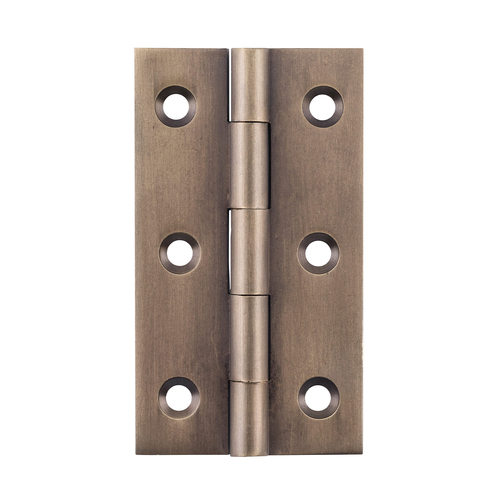 Restocking Soon: ETA End October - Tradco Fixed Pin Cabinet Hinge 63x35mm Antique Brass 9729