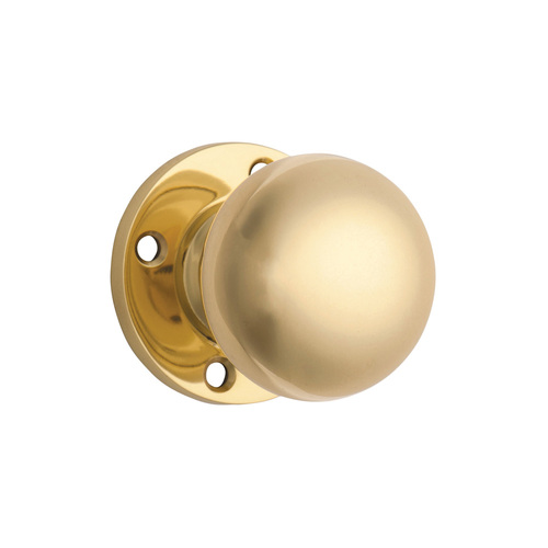 Tradco Retro Fit Mortice Door Knob on Round Rose Polished Brass 0694