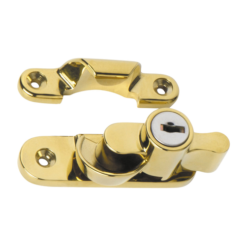 Tradco Key Operated Locking Sash Fastener 20mm Anti Tarnish Brass TD1606