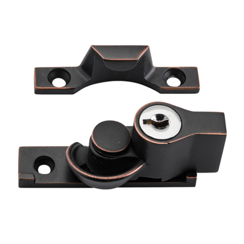 Tradco Key Operated Narrow Locking Sash Fastener 17mm Antique Copper TD1613