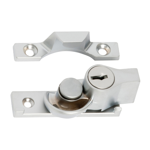 Tradco Key Operated Narrow Locking Sash Fastener 17mm Satin Chrome TD1624