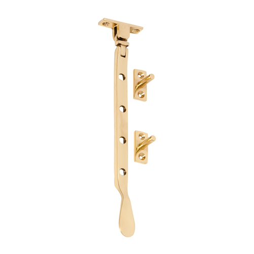 Tradco Base Fix Casement Stay 200mm Polished Brass TD1709