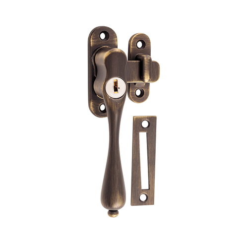 Tradco Locking Casement Fastener Left Hand Antique Brass TD2318