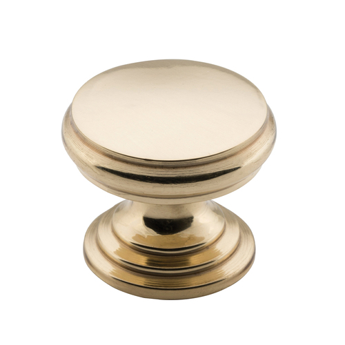 Restocking Soon: ETA End April - Tradco Flat Cupboard Knob 25mm Polished Brass TD3679