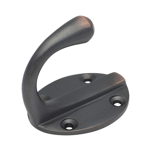 Restocking Soon: ETA Mid May - Tradco Single Robe Hook Oval Backplate Antique Copper TD3937