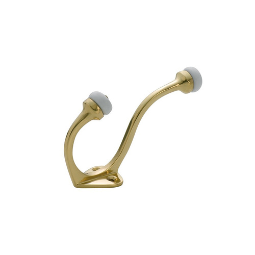 Tradco Hat & Coat Hook Porcelain Tip 115mm Polished Brass TD3970