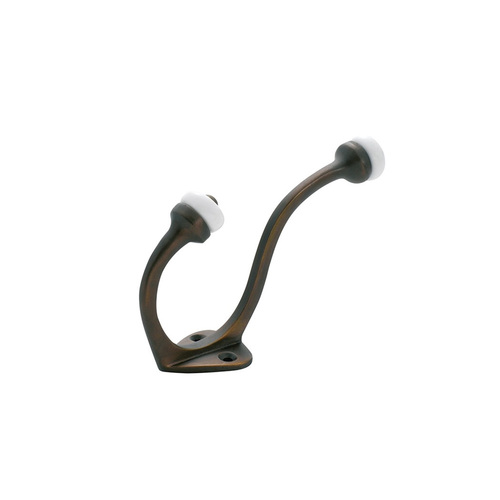 Tradco Hat & Coat Hook Porcelain Tip 115mm Antique Brass TD3972