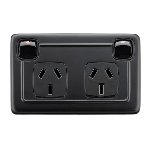 Tradco Clip-On Double Power Point Matte Black 115mm TD5349