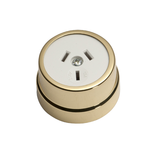 Tradco Traditional Socket Polished Brass White TD5480