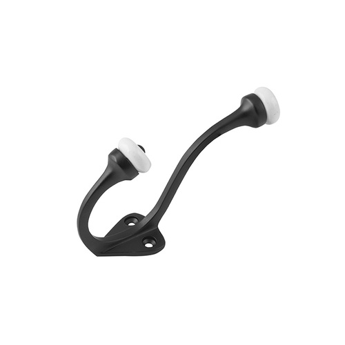 Tradco Hat & Coat Hook Porcelain Tip 115mm Matt Black TD9703