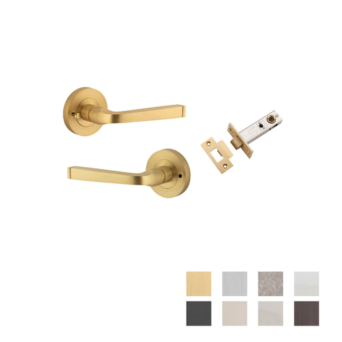 Iver Annecy Door Lever Handle on Round Rose Inbuilt Privacy