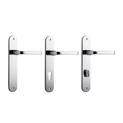 Iver Annecy Door Lever Handle on Oval Backplate Chrome Plated
