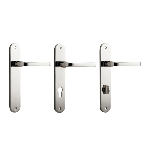 Iver Annecy Door Lever Handle on Oval Backplate Polished Nickel