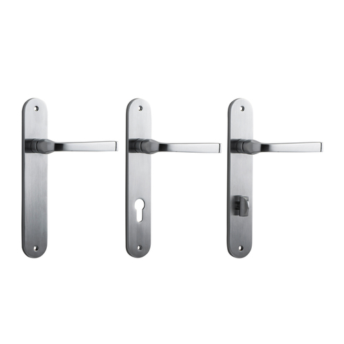 Iver Annecy Door Lever Handle on Oval Backplate Brushed Chrome