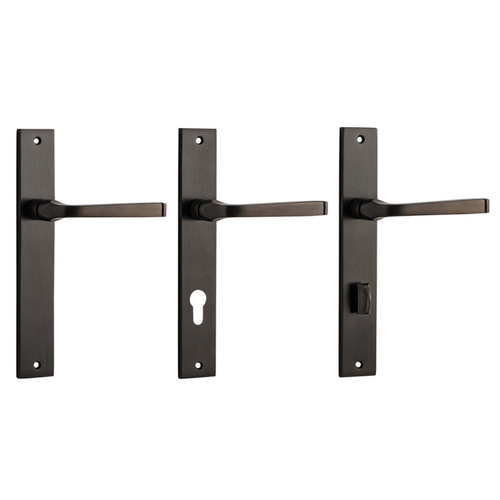 Iver Annecy Door Lever Handle on Rectangular Backplate Signature Brass