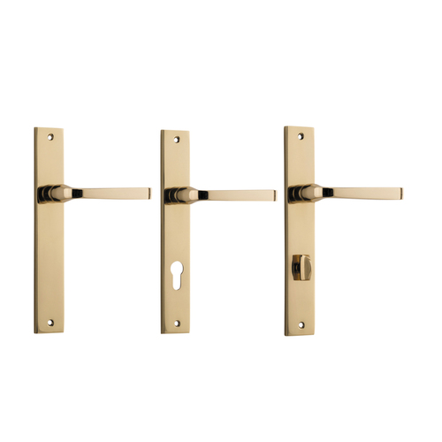 Iver Annecy Door Lever Handle on Rectangular Backplate Polished Brass