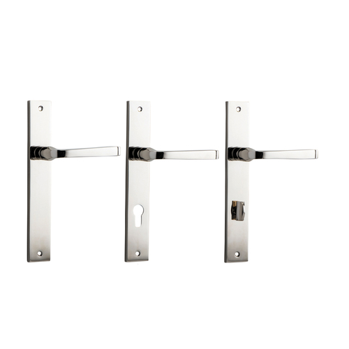 Iver Annecy Door Lever Handle on Rectangular Backplate Polished Nickel