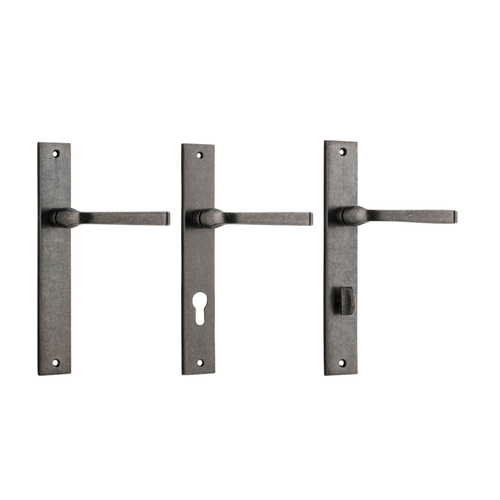 Iver Annecy Door Lever Handle on Rectangular Backplate Distressed Nickel
