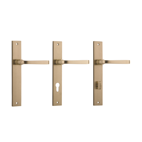 Iver Annecy Door Lever Handle on Rectangular Backplate Brushed Brass